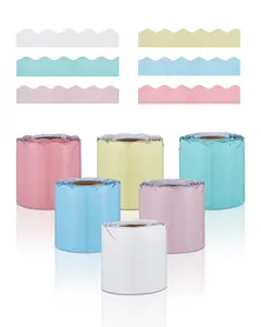 VEVOR Bulletin Board Borders,  6 Rolls 32.8 Feet Scalloped Bulletin Board Borders, Boho Rolled Border Trim with Wavy Line Design, Colorful Pastel Borders for School Classroom Party & Wall Decoration