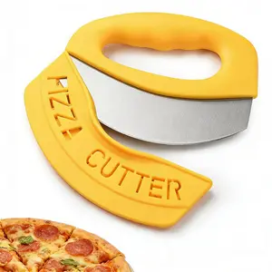 Premium Pizza Cutter and Food Chopper Ultra Sharp Stainless Steel Rocker Style Pizza Slicer with Protective Cover Multifunctional Pizza Knife Kitchen Tool Dishwasher Safe for Easy Cleaning