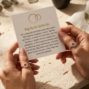 Sister Rings for Women Big Sis Little Sis Jewelry Gift for Birthday Christmas, Two Circles Eternity Promise Ring for Best Friend Daughter