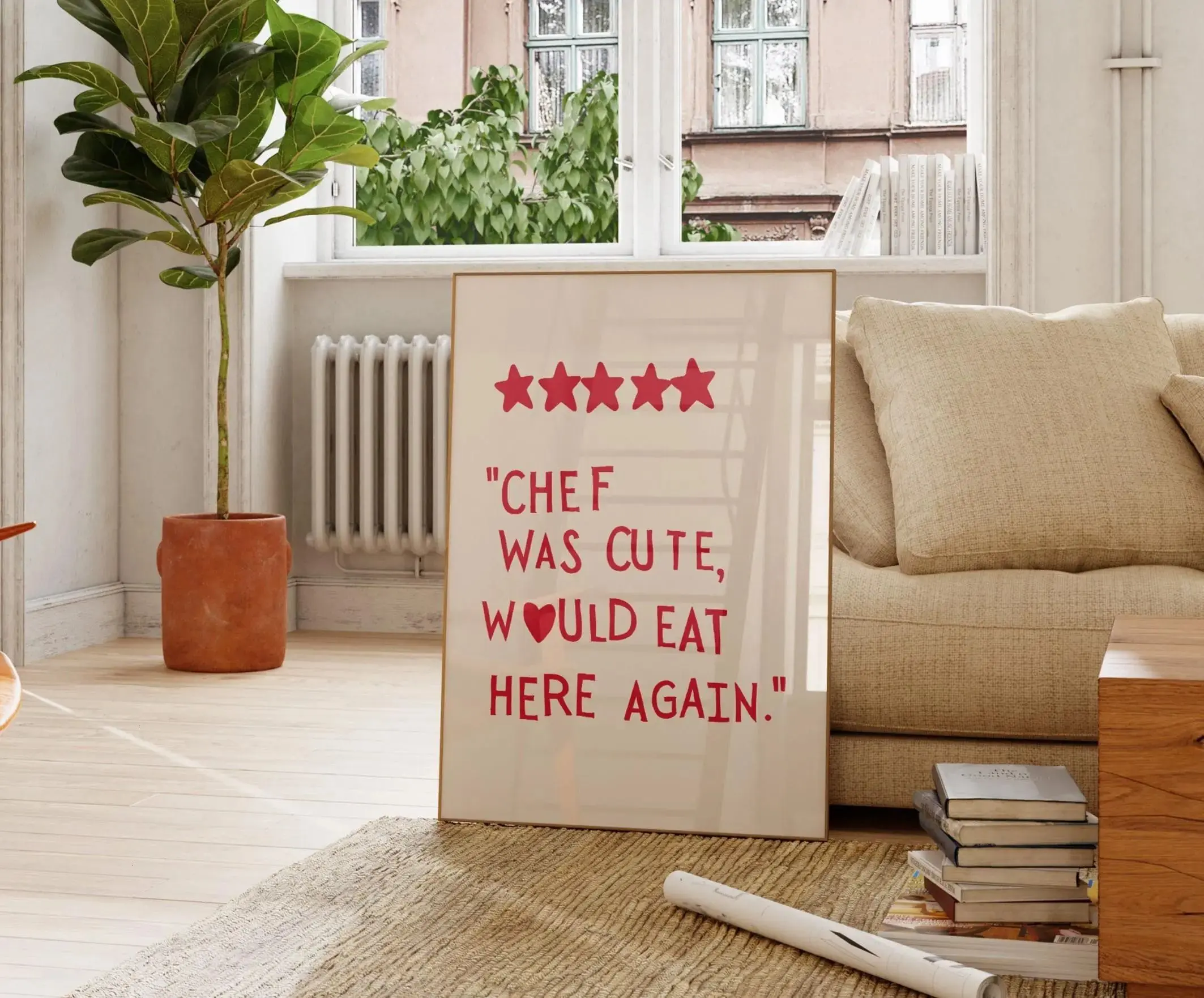 The ORIGINAL Chef Was Cute Print, Trendy Kitchen Wall Art, Funny Cooking Quote Poster, Modern Kitchen Decor