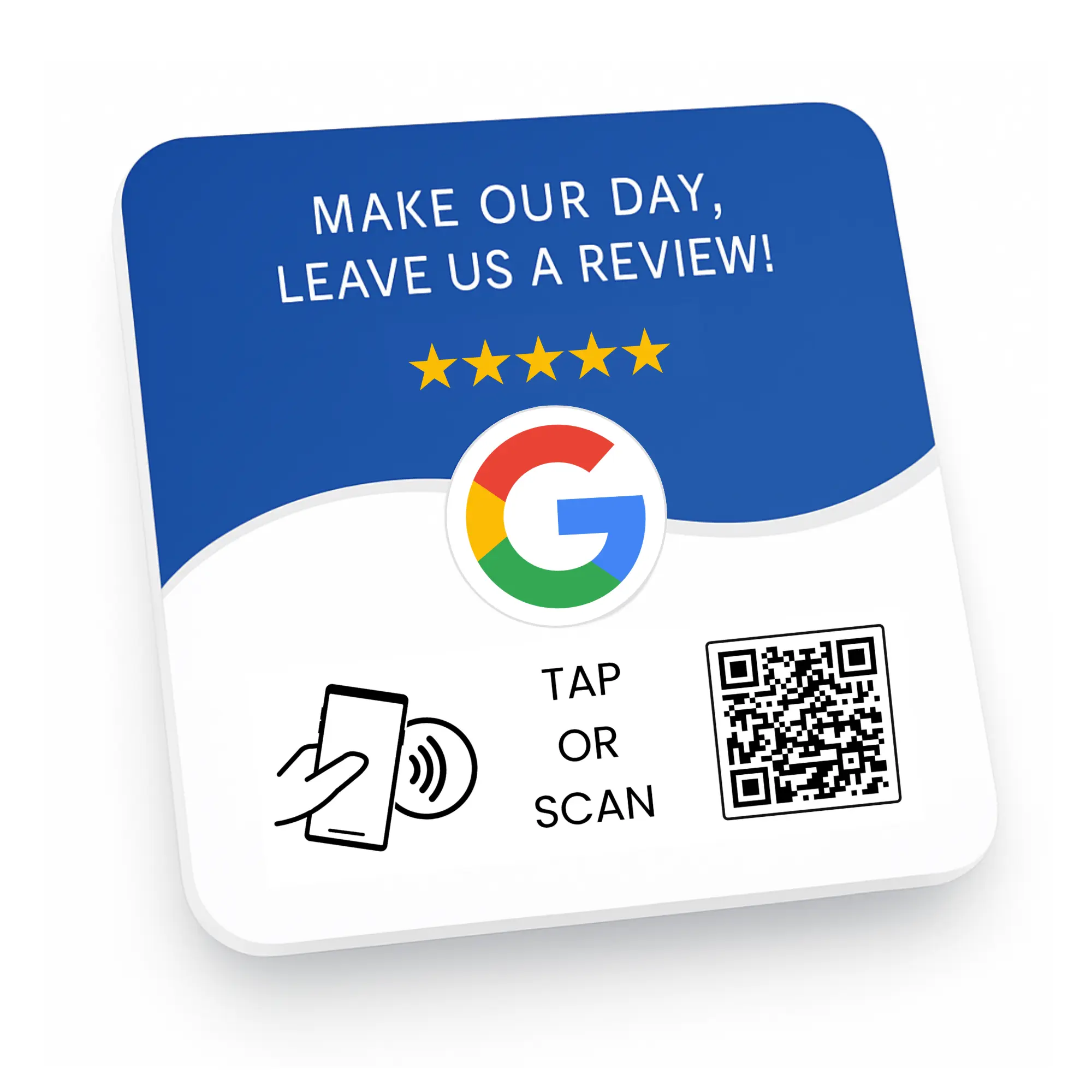 Google Review Acrylic Plaque - Durable Wall Mount Business Sign, Countertop Plaque and Sign, QR Code & NFC Tap Feedback Tool for Business Feedback Collection