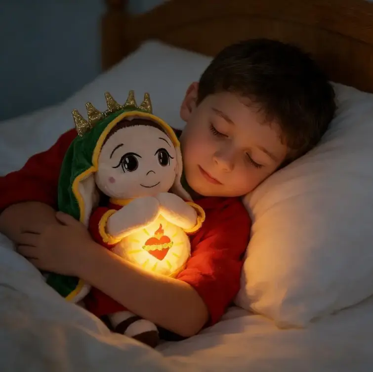 Maria Blue Breathing Jesus Doll Remote Control Lighting Music Sleep Companion Easter Plush Toy Boy And Girl Christmas Gifts for