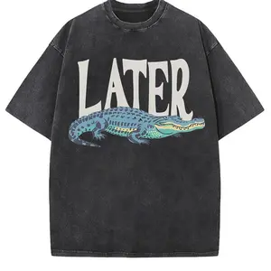Crocodile T-shirt Retro 90s Style Short Sleeve Funny Graphic Loose Fit Tee for Men & Women Casual Gift Idea Round Neck Menswear Top