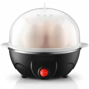 Rapid Egg Cooker - Boiler, Poacher & Steamer - Includes Measuring & Recipe Guide - Dishwasher Safe - BPA Free - Holds 7 Eggs, Black