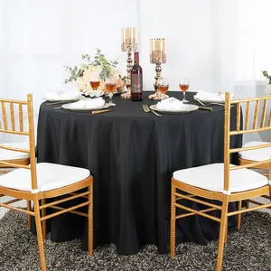 132" Seamless Round Premium Polyester (240 GSM) Tablecloth - Black (1pc)