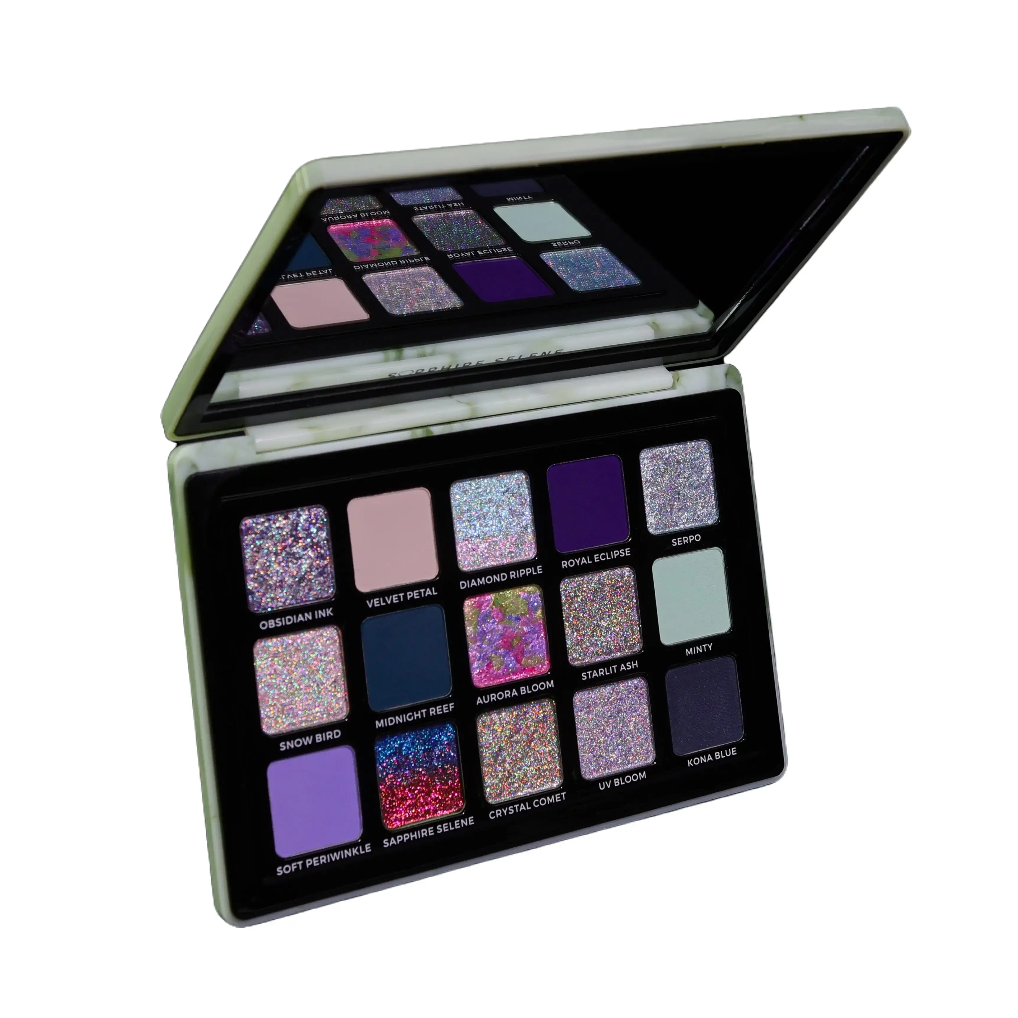 Sapphire Selene Pressed Pigment Palette - 15 Intense Shades + Magnetic Removable Pans