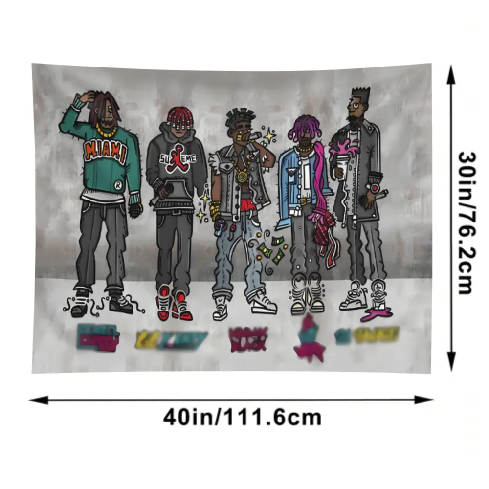 3x5 Ft Sturdy Polyester Rapper Artwork Tapestry - 2016 Freshman Cypher Hip-Hop Graphic Flag, Home Wall Hanging, Fade Resistant Indoor Room Decor for Living Room Summer Use