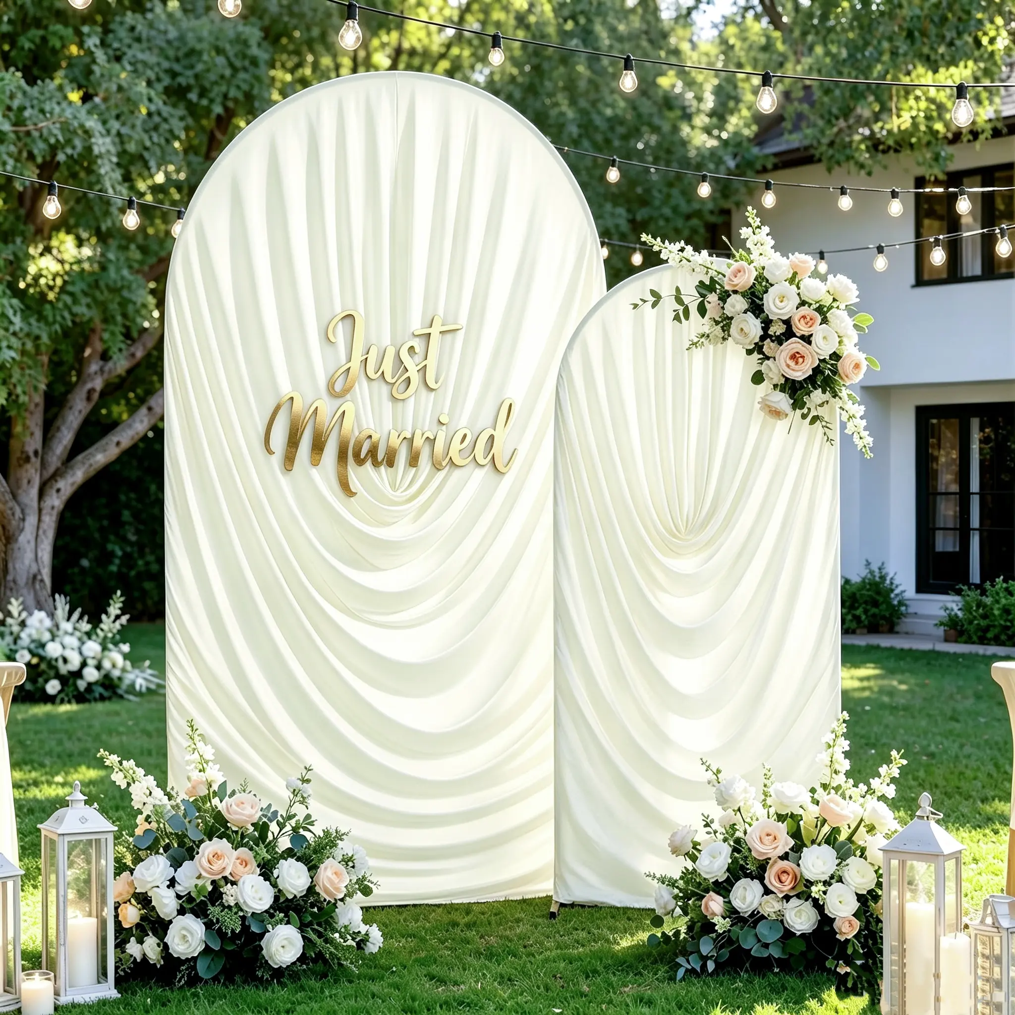 6FT/7.2FT Ruched Wedding Arch Backdrop Cover, Stretch Fabric Curved Arch Cover for Wedding Ceremony, Baby Shower, Birthday Party, Photo Booth & Event Decorations tiktokshopbacktoschool,fallhomedecor