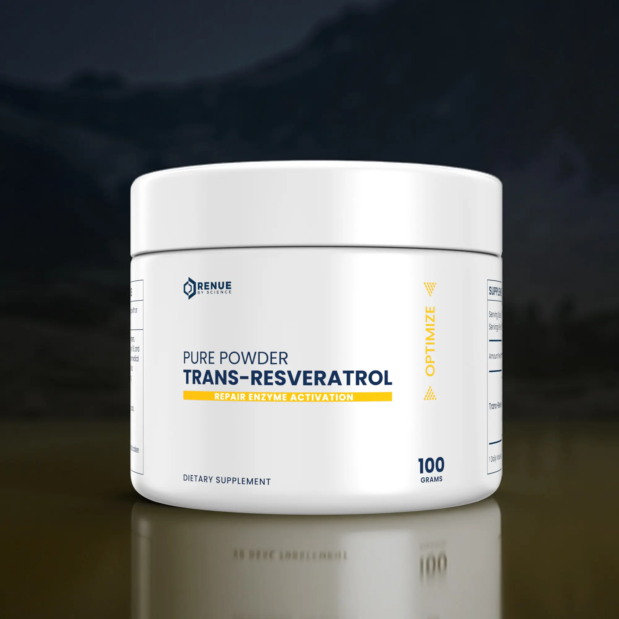 Trans-Resveratrol Pure Powder 100g by Renue By Science — Sirtuin Activation for Healthy Aging, Cellular Energy & DNA Repair | Supports Mitochondrial Function & Antioxidant Defense | The Red Wine Molecule in Pure Powder Form