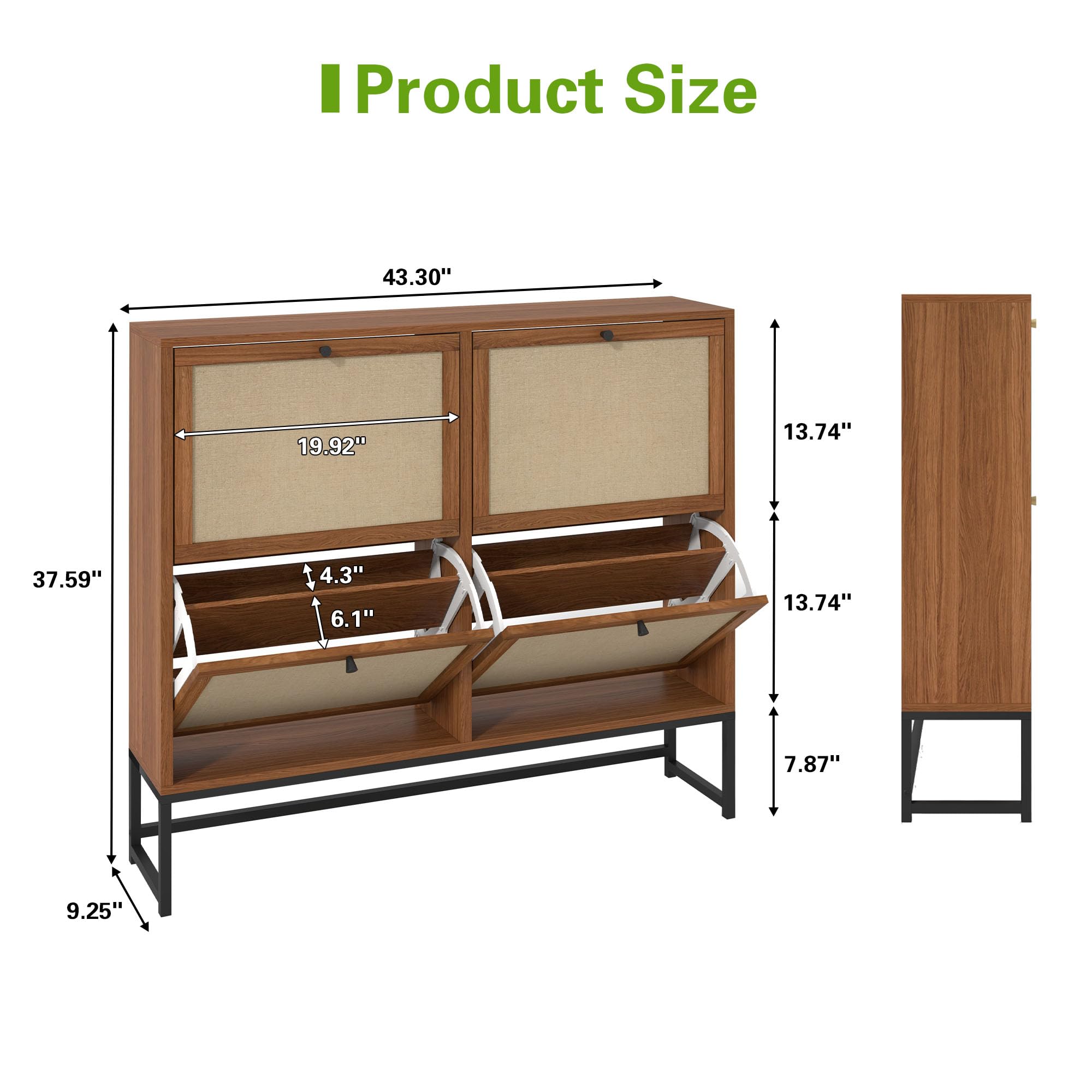 Giratree Shoe Cabinet, Shoe Cabinet Freestanding Tipping Bucket Shoe Rack Organizer with 2 3 4 Flip Drawers, Modern Entryway Narrow Shoe Rack for Entryway, Hallway, Bedroom