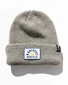 Ken Griffey Jr. Seattle Heather Tan Beanie, Men's Accessories, 1 Size, Acrylic Knit, Soft Texture