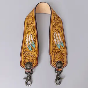 American Darling Hand Tooled Genuine Leather Crossbody Handle Strap for Bags Phone Keychain Wallet Purse Clutch Cellphone