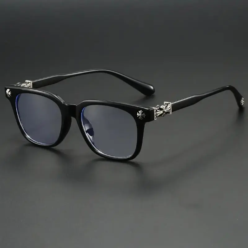 Metal Square Frame Anti-Blue Light Glasses, Fashion Flat Lens, Casual Versatile Style for All Seasons