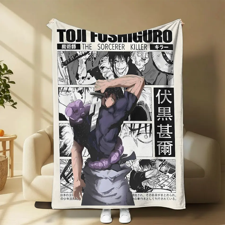 Toji Fushiguro The Sorcerer Killer Graphic Blanket, Anime Manga Character Soft Fleece Throw For Bed, Warm Cozy Home Decoration Fan Art Gift Idea | GN020226.R2683.ID00