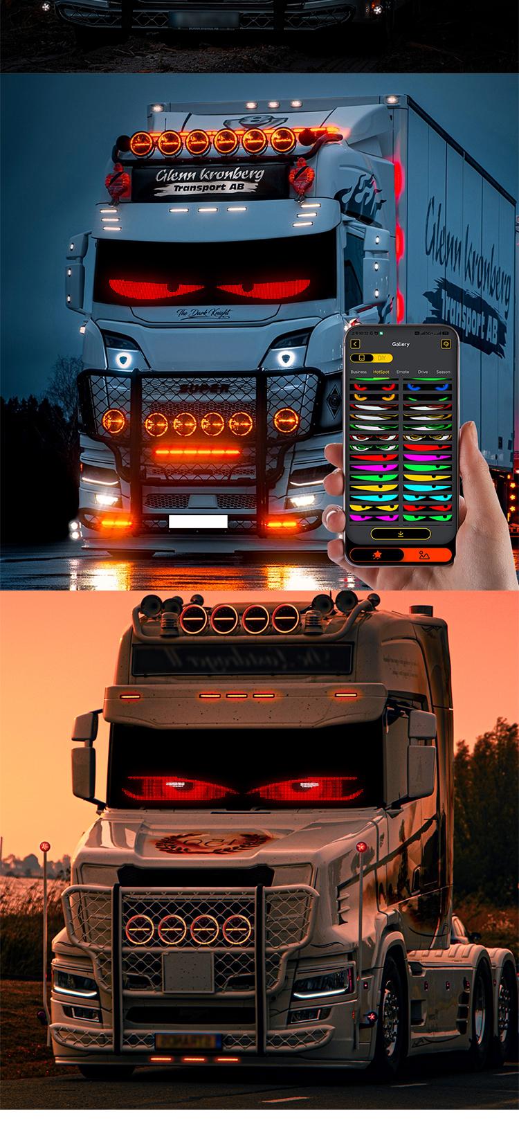 Devil Eyes Light for Windshield 2PCS 3 Models Dual Screen Sync LED Eyes with APP Control Custom Text Animations Graphics for Heavy Trucks Cars SUVs RVs 35.4*7.6 Inch 23*5 Inch Devil Eyes Light for Windshield 2PCS 3 Models Dual Screen Sync LED Eyes with APP Control Custom Text Animations Graphics for Heavy Trucks Cars SUVs RVs 35.4*7.6 Inch 23*5 Inch