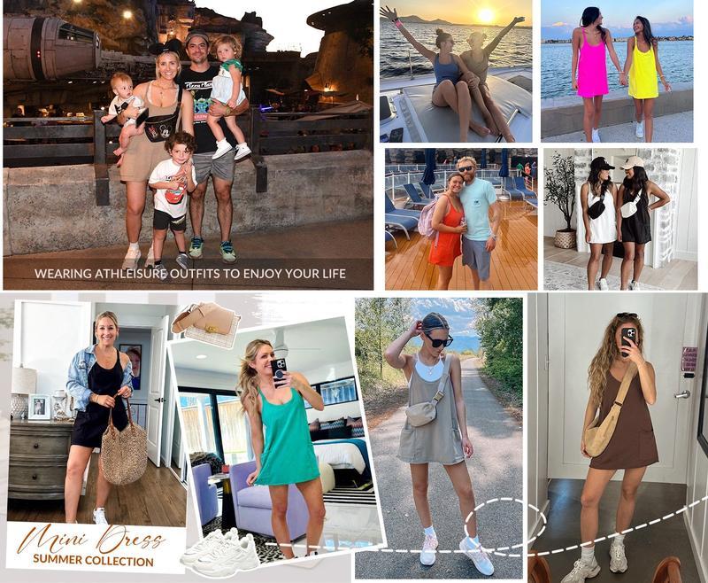 Naeduo Women's Summer Sleeveless Mini  Coco Dress Athletic Dress Spaghetti Strap Short Tennis Dress with Pockets Sports SpringStatements Jersey SpringStatements