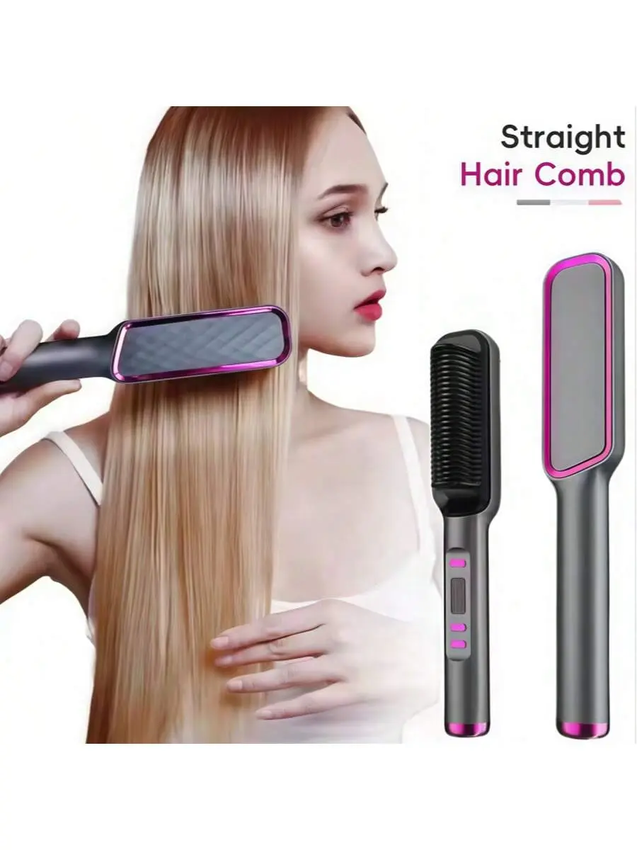New Hair Straightener Hot Comb Anti-Scalding Ceramic Hair Curler Electric Straightening Comb Curling Iron Hair Brush