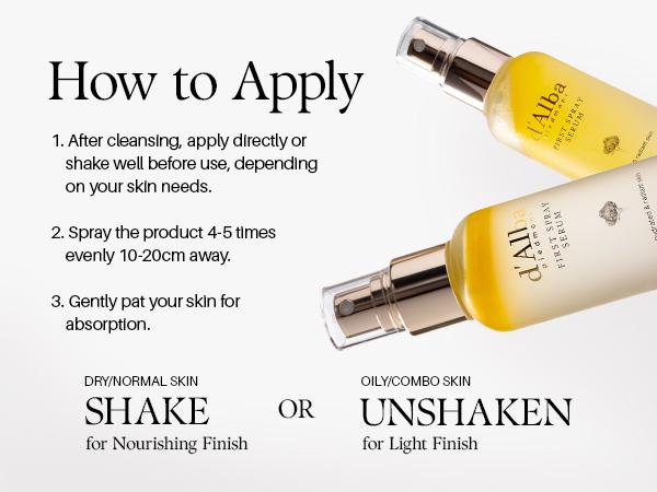 [OFFICIAL d'Alba] [Set] White Truffle First Spray Serum (3.38 fl oz) + White Truffle Waterfull Tone Up Sunscreen Serum (1.69 fl oz)