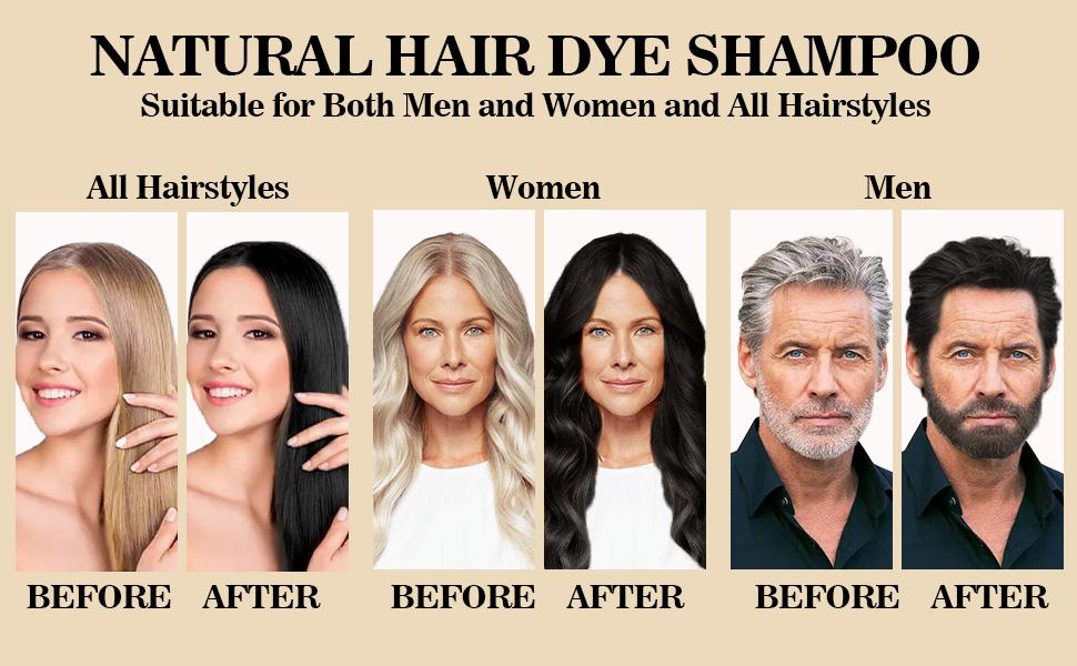 3-in-1 Black Hair Dye Shampoo Herbal Formula with Ginseng quick hair dye longlasting haircare Covers Gray Hair Natural Plant Haircare for Salon-Quality Results Flawless Radiant