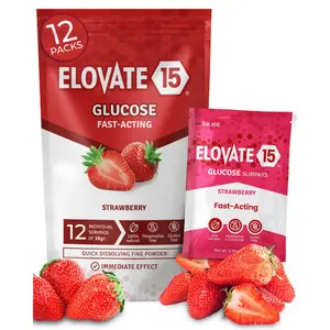 Fast Acting Glucose Powder Packets Strawberry -0.56 Ounce (Pack of 50), Quick Dissolving, 15g Pure, Gluten-Free Glucose Packets | Oral Dextrose Powder for Kids & Adults | Easy-to-Carry Pocket Sized Slimpaks