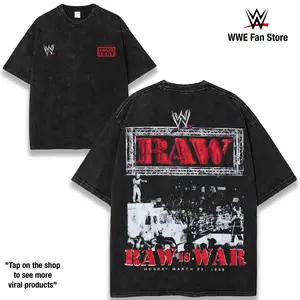 WWE RAW Legends Wash Shirt | Vintage Wrestling Graphic | Washed Fight Night Look | Heavyweight Streetwear Vibe Cotton Fabric