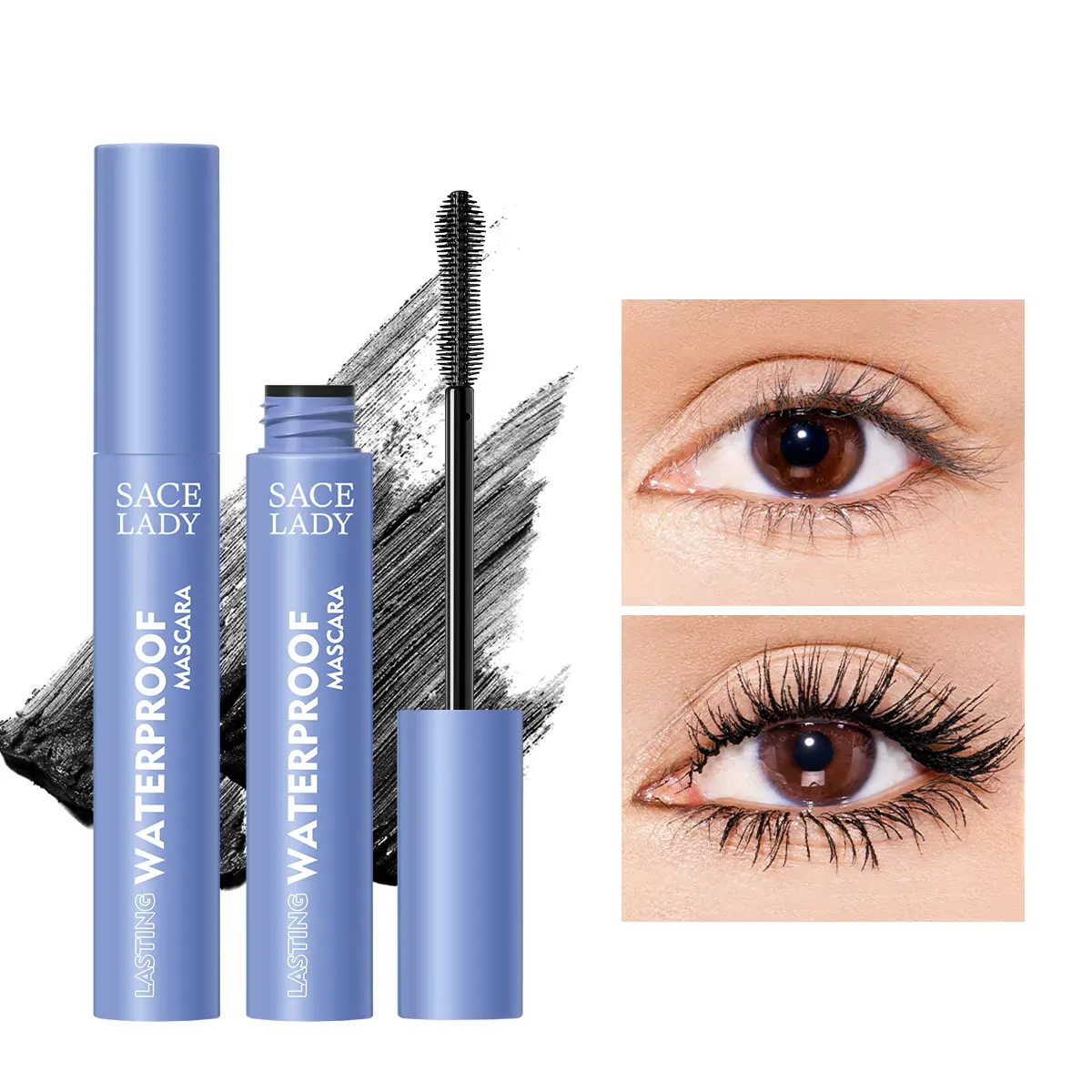 SACE LADY Black Mascara Waterproof Volume Lengthening Smudge-proof Eyelashes Curler Cosmetic Eye Makeup SummerFinds,back to school