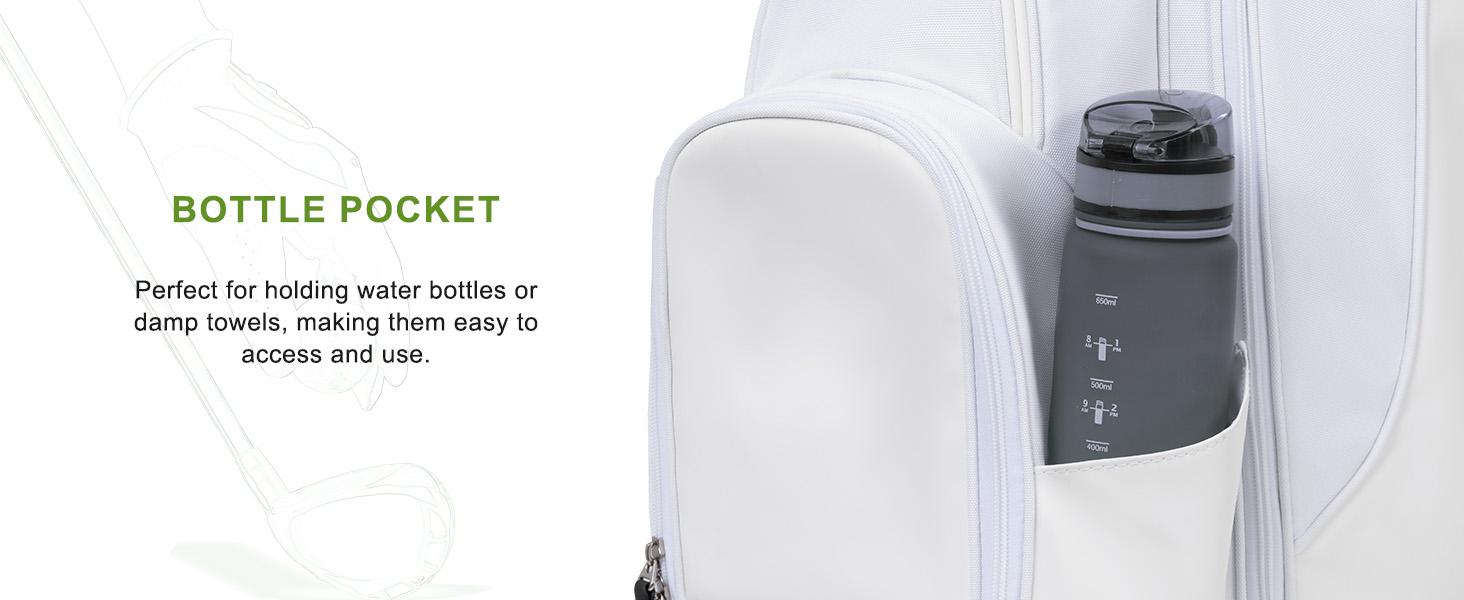 UNIHIMAl Lightweight Golf Stand Bag with 5 Way Full-Length Dividers, Semi-Concealed Stand, Folding Base, Adjustable Dual Straps and 8 Pockets White