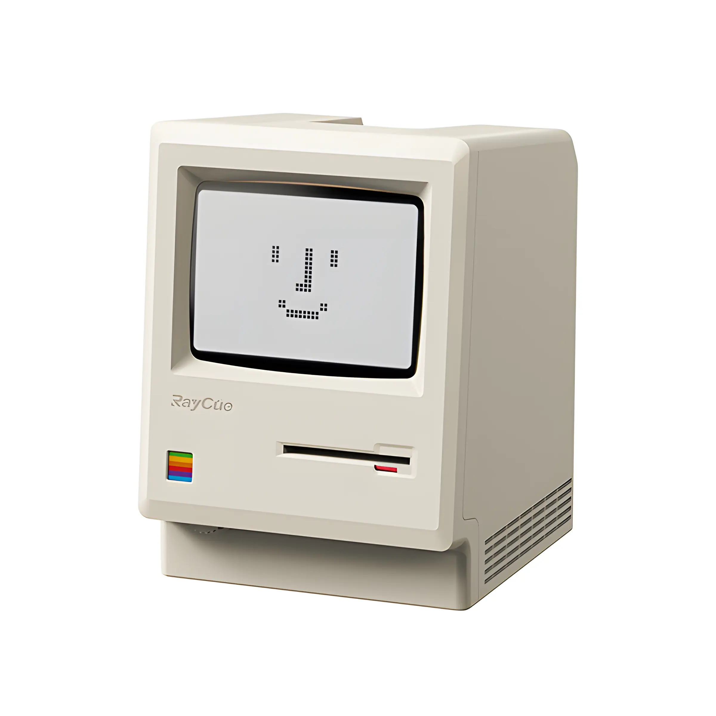 RayCue Retro Macintosh Mini Computer Desktop Clock - USB-Connected Unique Design Table Ornament, Room Decor, Home Accessory, Boyfriend Birthday Gift (2026 Advent Calendar Inclusion)