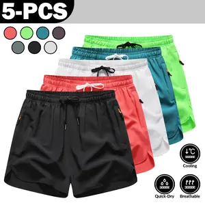 Women's Quick-Dry Sports Shorts 5-Pack: Cooling, Breathable, with zippered side pockets for gym, running, and training.