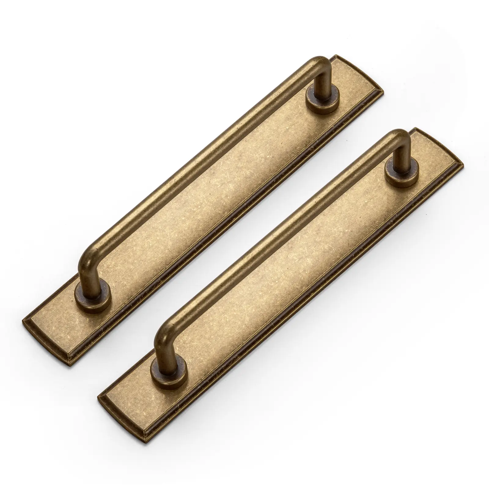 2-Piece Antique Brass Cabinet Bar Pulls with Backplates - Classic Retro Drawer Handles for Cabinets/Kitchens, Vintage Hardware for Decoration