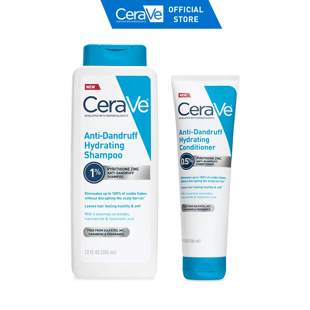 CeraVe Anti-Dandruff Hydrating Haircare | Shampoo, Conditioner & 2-in-1 | 100% Flake-Free | Scalp Barrier Care & Sulfate-Free