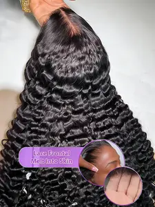 Glueless Ready to Wear Deep Wave 7x5 6x4 HD Lace Closure Wig 30 32 34 Inch 180 Density 13x4 13x6 Drawstring Glueless Brazilian Pre-Plucked Human Hair Wig for Women Water Wave Wig