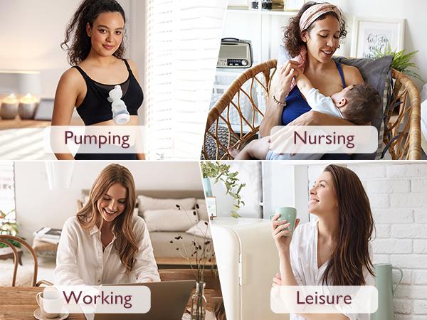 Momcozy Nursing Bras for Breastfeeding, HF018 Seamless Ultra Comfort Maternity Bra, Natural Shape, Pregnancy Sleep Bralette