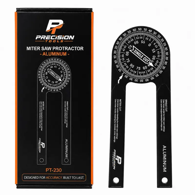 Precision Tools Aluminum Miter Saw Protractor, 360° Angle Finder Measuring Tool, Precision Angle Measuring & Transfer Tool for Woodworking, Carpentry, Trim & Molding