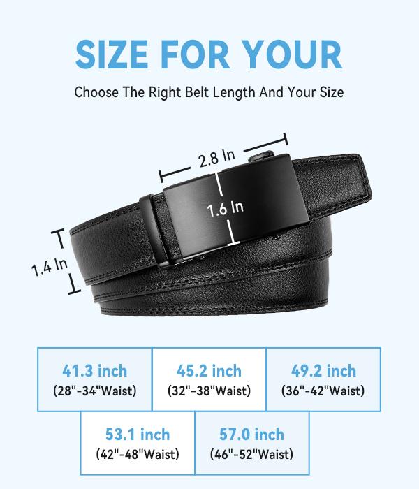 BOSTANTEN Mens Belt Leather Ratchet Easy Release Belt For Men Designer Belt Dress and Casual with Adjustable Buckle for Men's Wear Gift Textured Fathers Gift