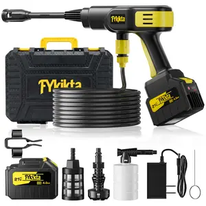 Cordless Pressure Washer 4000mAh Battery Powered, Portable Electric Car High Pressure Washer Gun with 20ft Hose & 6-in-1 Nozzle, Handheld Power Cleaner Kit with Detachable Extension Rod for Auto Detailing, Fence, Patio & Garden Watering wireless