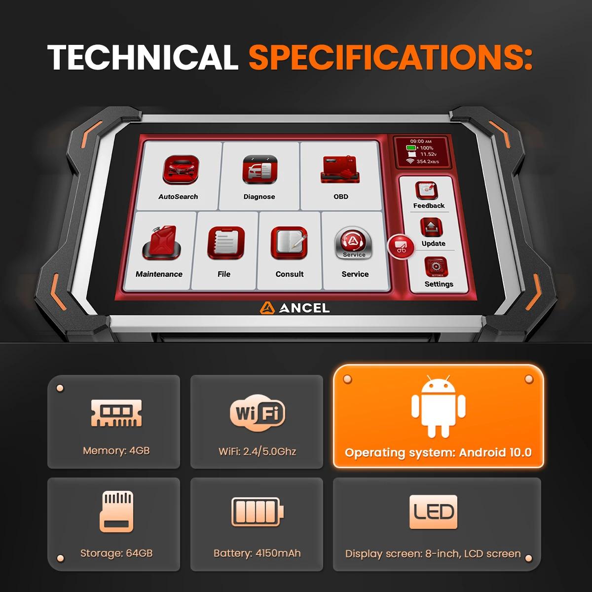 ANCEL DS600BT OBD2 Scanner Full System Diagnostic Tool CANFD/DOIP Bi-Directional ECU Coding 34 Reset Lifetime Free Update Fit for Chevrolet, Ford, BMW E/F/G Chassis, Jaguar, Land Rover ANCEL DS600BT OBD2 Scanner Full System Diagnostic Tool CANFD/DOIP Bi-Directional ECU Coding 34 Reset Lifetime Free Update Fit for Chevrolet, Ford, BMW E/F/G Chassis, Jaguar, Land Rover