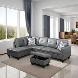 Modern White Faux Leather 3-Piece Sofa Set Stylish Living Room Couch Furniture