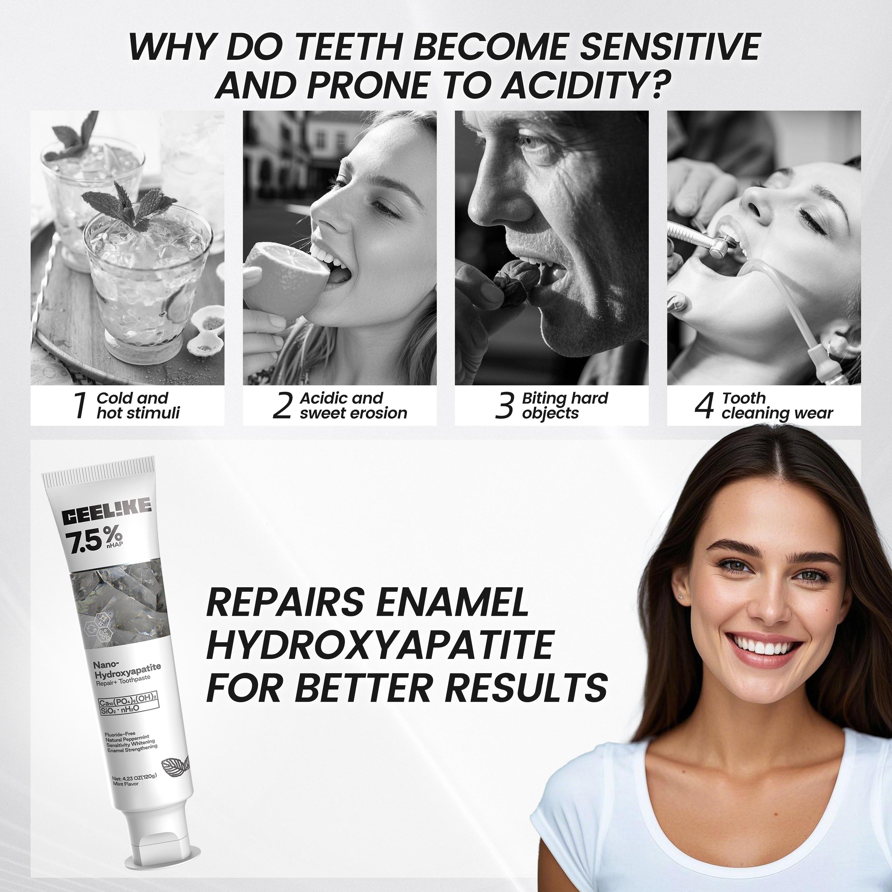 【CEELIKE】 Oral Protection Bundle: 2 Hydroxyapatite Repair Toothpastes & 1 Orthodontic Toothbrush for Double Thoughtful Teeth Care