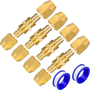 4PCS Soild Brass Air Reusable Hose Splicer For 1/4-Inch ID Hose,1/4" Air Hose Repair Fitting bathroom sink