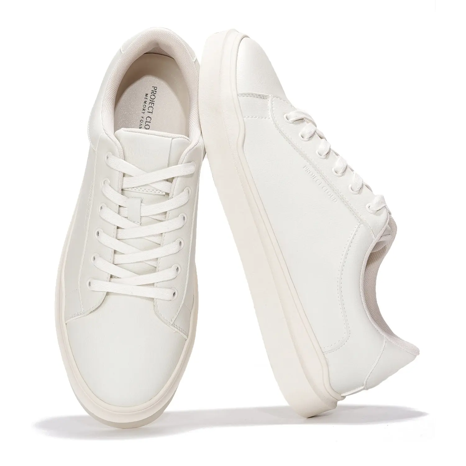 Project Cloud Men's Vegan Leather Sneakers - Memory Foam Technology | Lightweight | Anti-Slip Closed Sports Shoes - Tilton