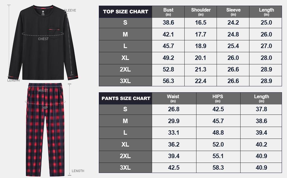 MoFiz Men's Pajamas Plaid Sets Sleepwear Long Sleeve Shirts and Pants Lightweight Soft Mens Pjs Lounge Set with Pockets