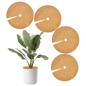 Bamworld 4pcs Coconut Fiber Mulch Rings,  Natural Coco Coir Tree Protector Mats, Plant Pot Soil Cover for Indoor Outdoor Plants and Landscaping, Brown