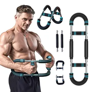 Arm Trainer Strengthen Chest and Arm Muscles Workout Men's Fitness Trainer Detachable Adjustable Resistance Portable Power Twister Bar Home Fitness Equipment fitness level chest trainer