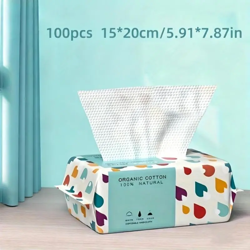 100pcs Disposable Face Towels, Drawstring Cotton Soft Wipes, Thick Pure Cotton, Beauty Salon Cleansing Facial Paper Towels, Disposable Facial Washcloth, Face Skin Towels, Face Cleaning Towel, Facial Cleansing Cloths