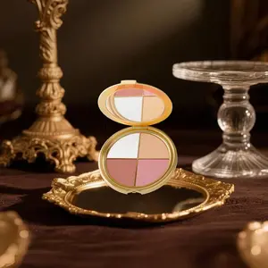 Eye & Cheek Palette - Eyeshadow & Glow Highlighter Makeup, Highlighting Eye + Cheek Palette, Contour Makeup Palette Kit, 4-in-1 Highlight Shades Makeup,Face-Defining Finish