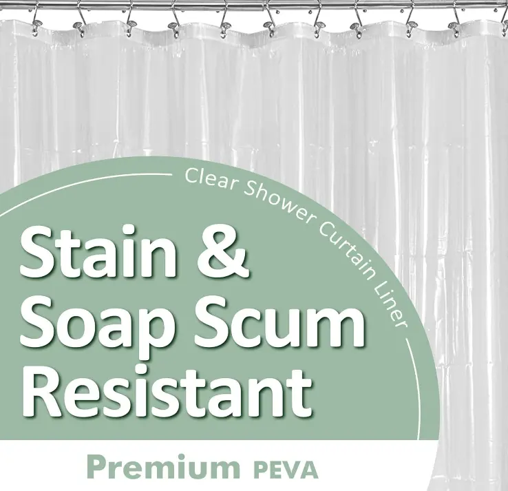 Barossa Design Premium Shower Curtain Liner Standard Size, Clear | Oeko-tex Certified, Rustproof Grommets, 3 Bottom Magnets, Waterproof PEVA, Cute Lightweight Bathroom Curtain