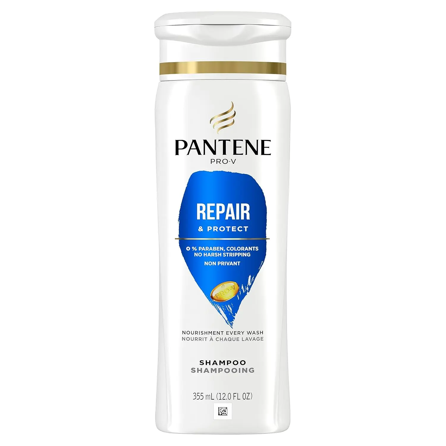 Pantene PRO-V Repair & Protect Cleansing Shampoo - Color Safe, Cruelty Free, Nourishing Gentle Liquid Cleanser for Adults, Hydrates, Locks in Moisture, Suitable for Any Hair Type, 12 oz, Color Safe Shampoo