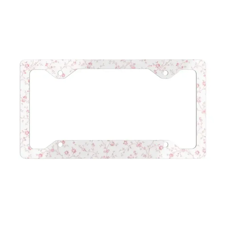 Coquette Pink Floral Metal License Plate Frame