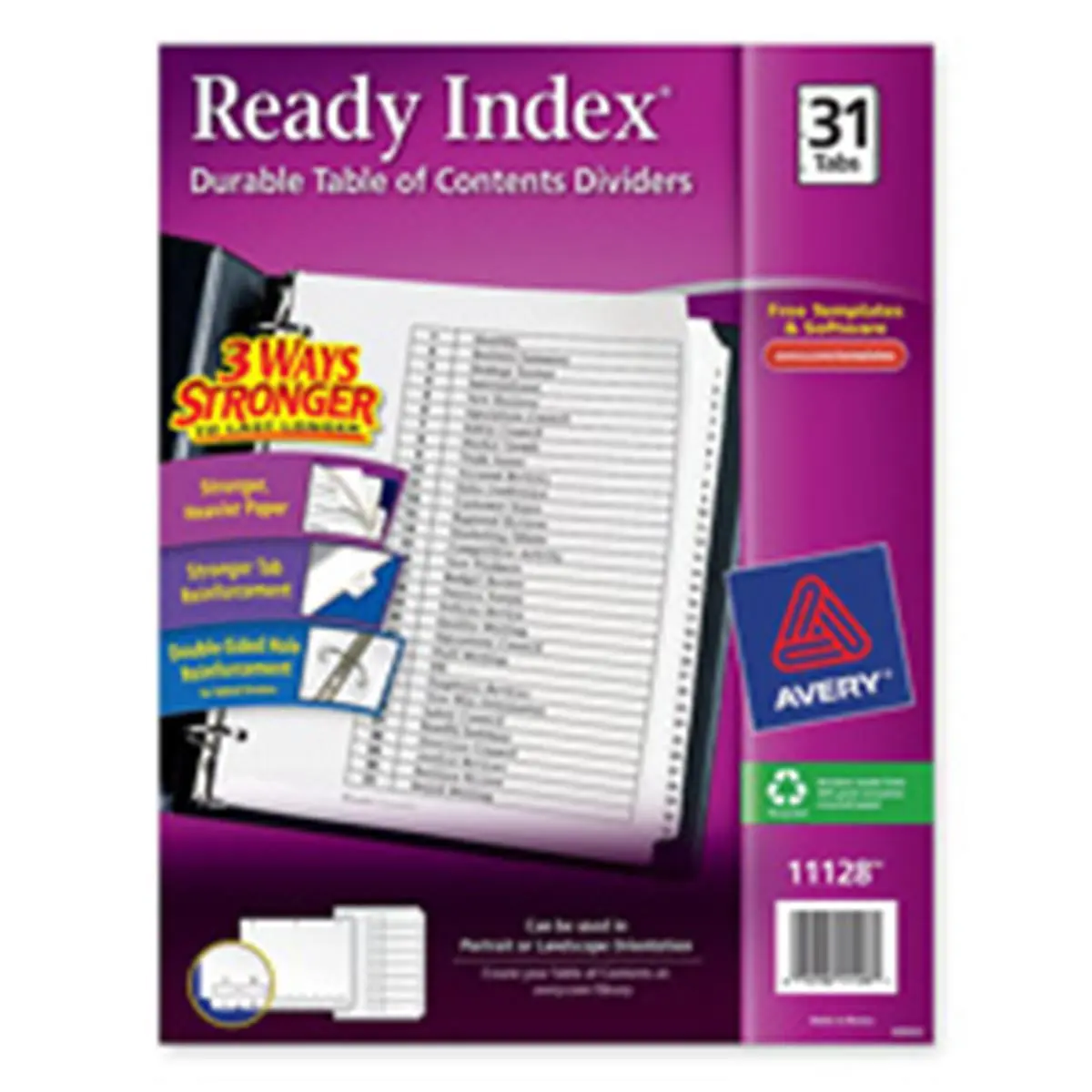 Avery Consumer Products AVE11140 Index Dividers- Classic- 8-.50in.x11in.- 1-12 Tab- Black-White